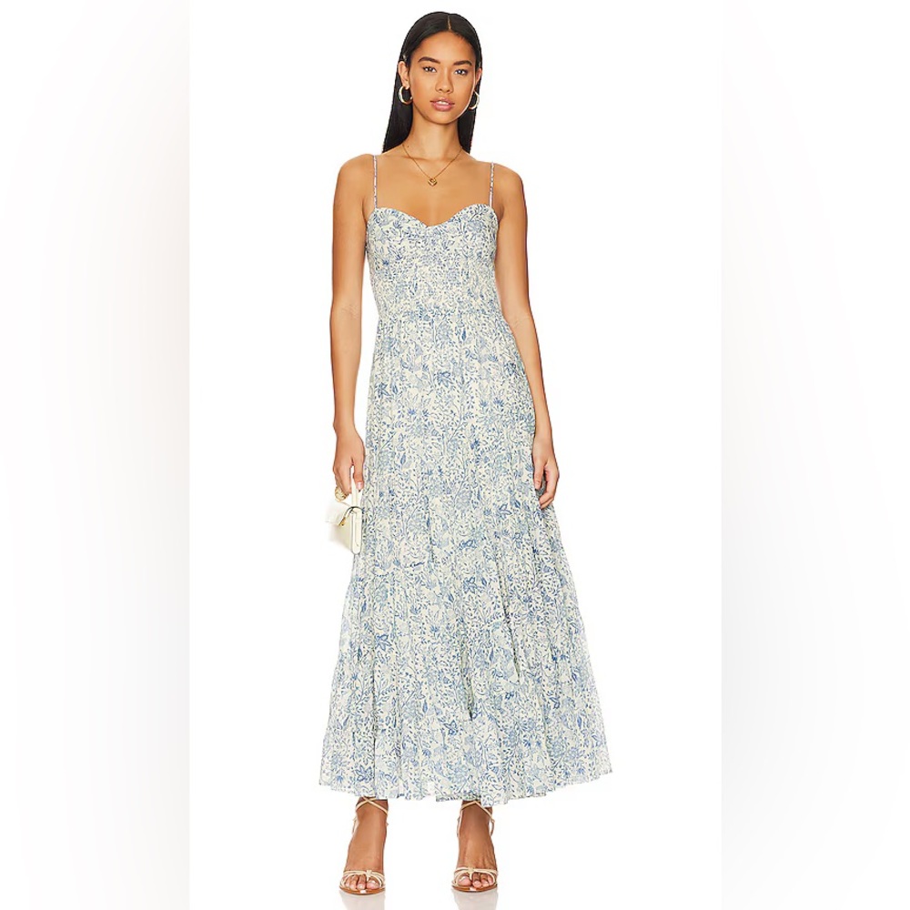 Free People Sundrenched Printed Maxi in Blue Combo - M